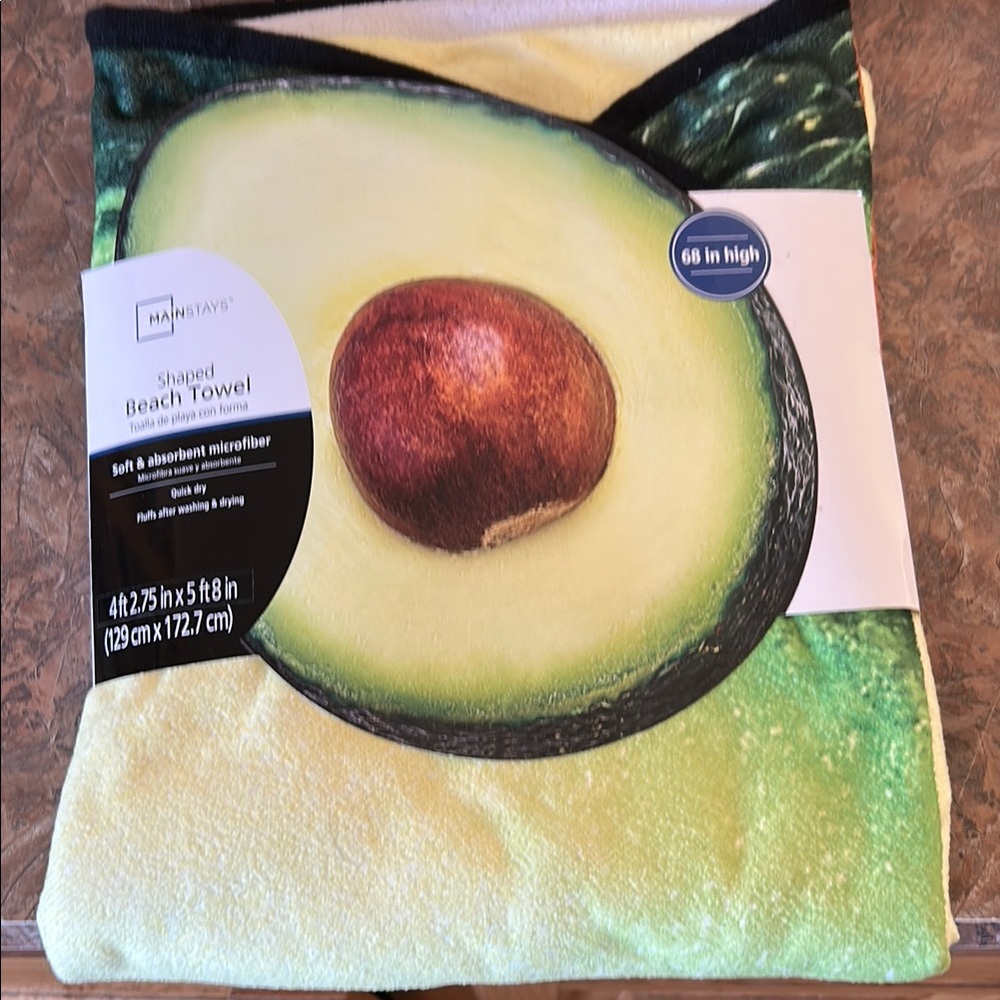 Mainstays Avocado Shaped Beach Towel - Green and Yellow